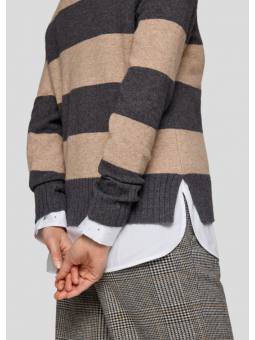 Pull à rayures camel 121623 Rabefashion RABE