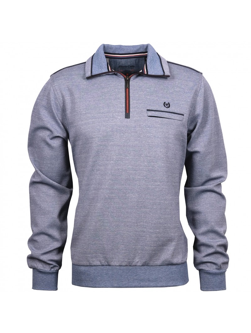 Sweat zip bleu uni 36025 Monté Carlo MONTE CARLO