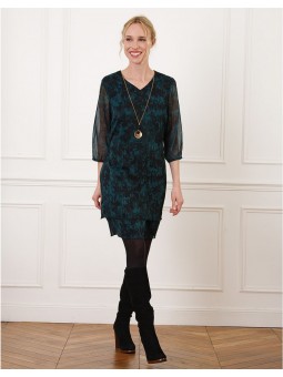 Robe voile motif végétal F2490 Christine Laure Christine Laure