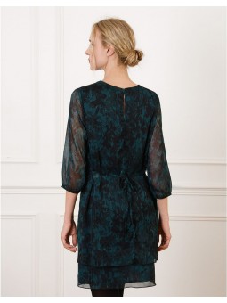 Robe voile motif végétal F2490 Christine Laure Christine Laure