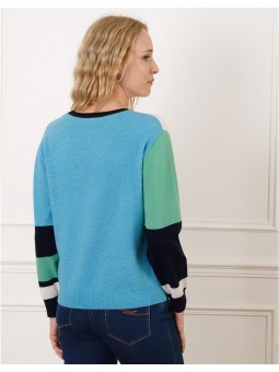 Pull patch vert et bleu F2504 Christine Laure Christine Laure