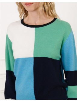 Pull patch vert et bleu F2504 Christine Laure Christine Laure