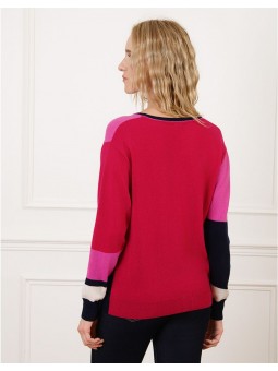 Pull patch rose et rouge F2422 Christine Laure Christine Laure
