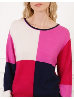 Pull patch rose et rouge F2422 Christine Laure Christine Laure