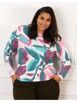 T-shirt chaud motif fleur F2167 Christine Laure Christine Laure