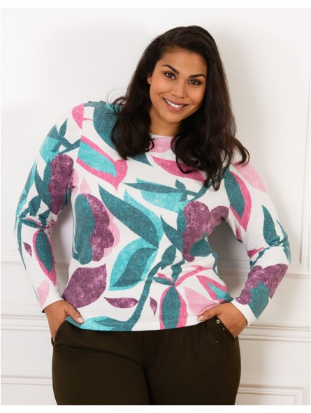 T-shirt chaud motif fleur F2167 Christine Laure Christine Laure T-shirt chaud motif fleur F2167 Christine Laure Christine Laure