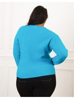 Pull chaud bleu turquoise F2145 Christine Laure Christine Laure
