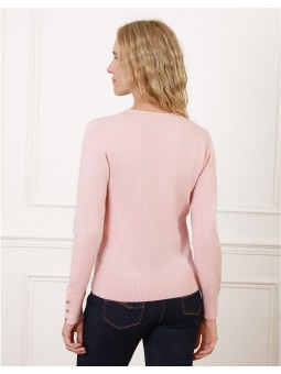Pull col V laine rose F2420 Christine Laure Christine Laure