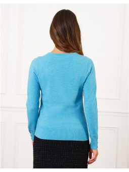 Pull col V laine bleu F2136 Christine Laure Christine Laure