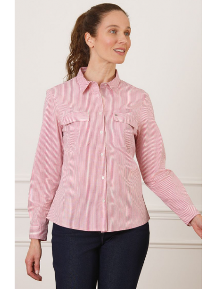 Chemisier coton rayé rose F2670 Christine Laure Christine Laure Chemisier coton rayé rose F2670 Christine Laure Christine Laure