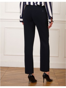 Pantalon droit bleu crêpe F2304 Christine Laure Christine Laure