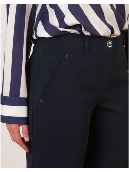 Pantalon droit bleu crêpe F2304 Christine Laure Christine Laure