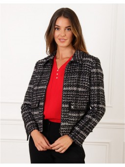 Veste courte noir et blanc F2296 Christine Laure Christine Laure