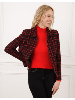 Veste courte rouge et noir F2452 Christine Laure Christine Laure