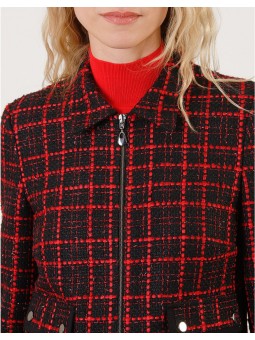 Veste courte rouge et noir F2452 Christine Laure Christine Laure