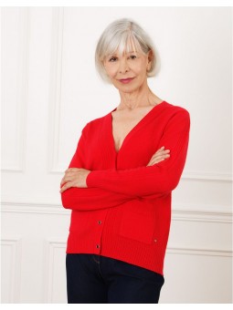 Cardigan rouge boutons F2330 Christine Laure Christine Laure