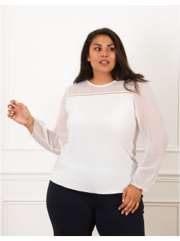Blouse chic bi-matière F2591 Christine Laure Christine Laure