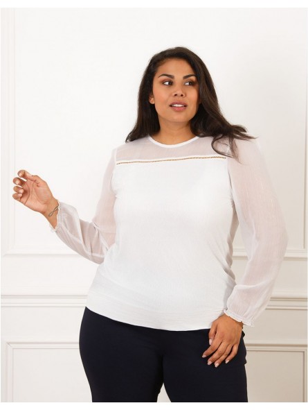 Blouse chic bi-matière F2591 Christine Laure Christine Laure Blouse chic bi-matière F2591 Christine Laure Christine Laure