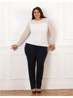 Blouse chic bi-matière F2591 Christine Laure Christine Laure