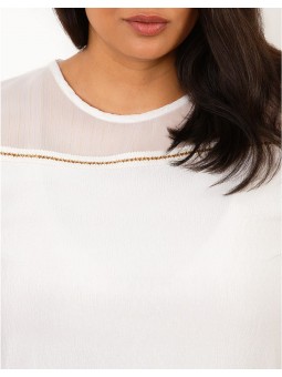 Blouse chic bi-matière F2591 Christine Laure Christine Laure