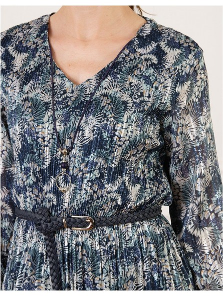 Robe plissée motif bleu F2627 Christine Laure Christine Laure Robe plissée motif bleu F2627 Christine Laure Christine Laure