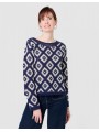 Pull crochet coton bleu F4261 Christine Laure Christine Laure