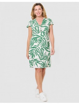 Robe imprimé vert et blanc F4562 Christine Laure Christine Laure