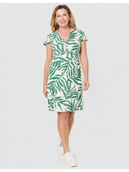 Robe imprimé vert et blanc F4562 Christine Laure Christine Laure