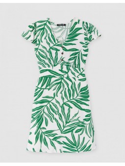 Robe imprimé vert et blanc F4562 Christine Laure Christine Laure