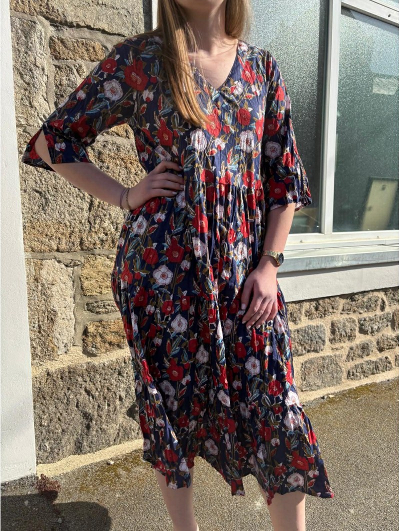 Robe en coton bio col en V M3/4 JOK6 Dress Addict