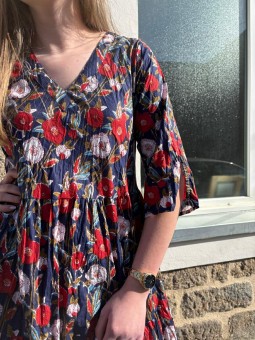 Robe en coton bio col en V M3/4 JOK6 Dress Addict