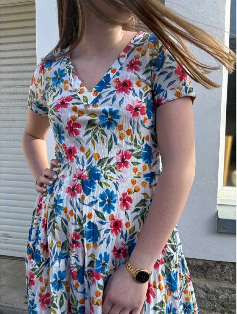 Robe en coton bio imprimé florale LYS Laura en robe