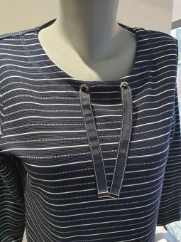 PULL marine imprimé rayé 113306 Rabe RABE